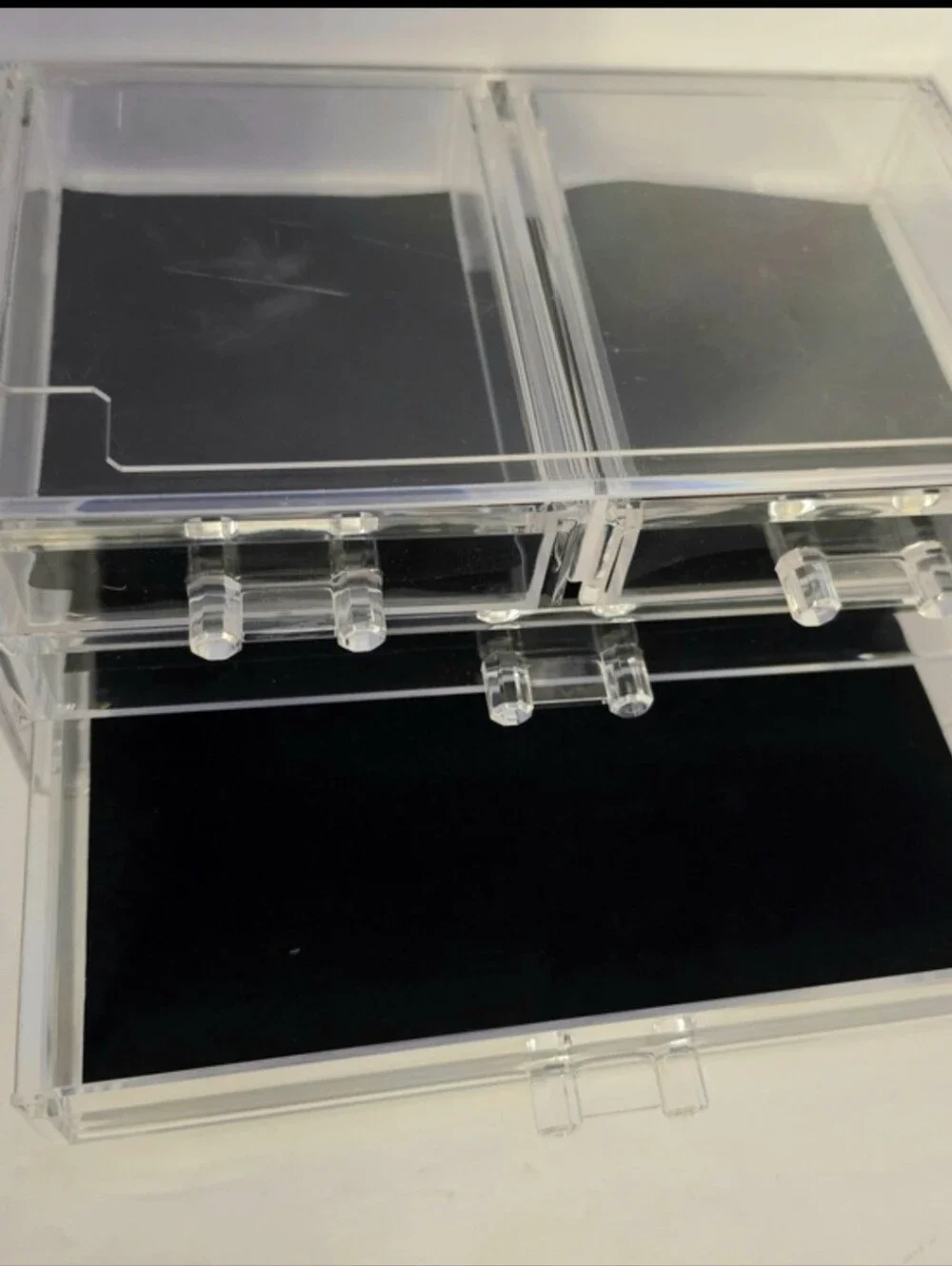 NWT Clear 4-Drawer Jewelry Makeup Organizer Black Valor Drawer SZ 9
